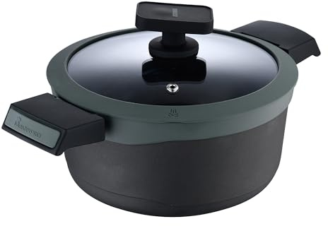 MasterPRO Casseruola 20x10cm 2,7L in alluminio pressofuso 100% RICICLATO senza PFOA con sistema HeatDot - antiaderente, per induzione, con coperchio e manico soft touch linea KALÌ