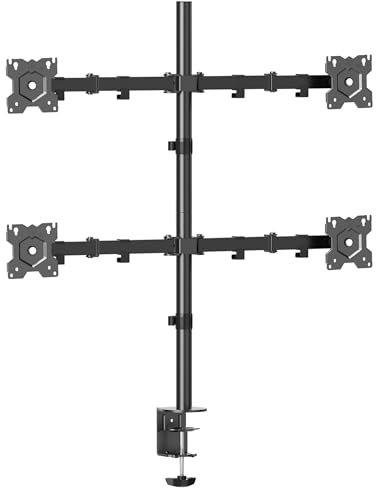ONKRON Brazo Monitor de 13 a 32 Pulgadas - Soporte Monitores en Color Negro con Peso de hasta 8 kg x 4 - Soporte Pantalla Ordenador para 4 Monitores MAX VESA 100x100 / Brazo de Monitor D421E-B Negro