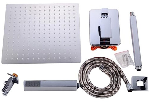 Robinet de douche encastré pour baignoire, douche à effet pluie, système de douche, mitigeur à LED, pommeau de douche encastré, en acier inoxydable, avec douchette à main