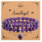JSDDE 2pcs Amethyst Heart Crystal Bracelet for Women Healing Crystal Bracelet Set Gemstone Beads Bracelets Jewellery Gifts for Birthday Valentines Christmas