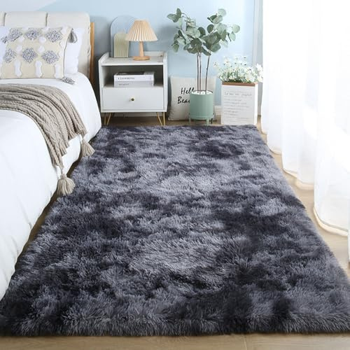 XUEDNGM Teppich Wohnzimmer Schlafzimmer 120 x 330 cm Flauschig, Weich, Pflegeleicht, Anti-Rutsch, Waschbar Wohnzimmer Läufer Carpet Langflor Teppich Langflor für Wohnzimmer, Schlafzimmer, Dunkelgrau