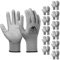 flintronic 12 Paar Arbeitshandschuhe, Nylon Arbeit Handschuhe für Herren und Damen, Gartenhandschuhe mit PU Beschichtete, Rutschfeste Handschuhe, für Bauarbeiter Mechaniker, Grau 10/XL