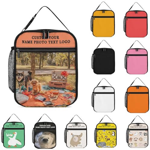 Borsa portapranzo personalizzata, Borsa Termica Porta Pranzo per Donna e Uomo,Personalizza il testo della tua foto, Riutilizzabile Borsa borsa portatile per pasto per Lavoro, Scuola, Picnic, Viaggi