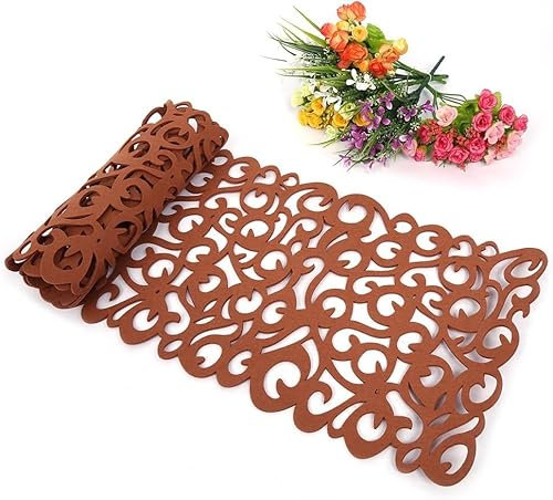 Tischläufer aus Filz – Openwork Filz Tischläufer，Durchbrochene Blumen Muster, Hitzebeständig & Langlebig, 102 x 29 cm – Stilvolle Tischdekoration für Esszimmer (Leichter Kaffee)