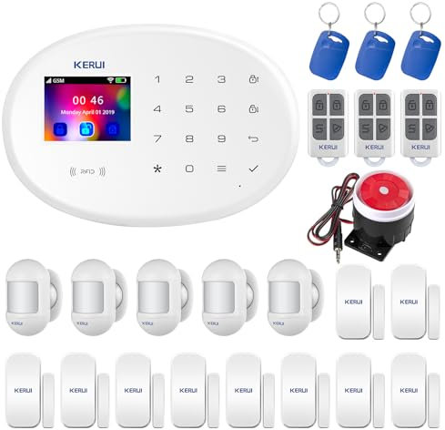 KERUI 4G Alarmanlage Haus, WLAN Alarmanlage Wohnung mit APP-Benachrichtigung, Einbruchschutz Komplettsysteme mit Fenster Türsensor Fernbedienung RFID Bewegungsmelder Funktioniert mit Alexa 21 Stück