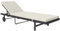 Outsunny Sonnenliege Liegestuhl mit Kissen aus geflochtenem Harz, Liegestuhl Garten Outdoor neigbar mit Rädern für Strand Relax Pool Terrasse, 198 x 65 x 85 cm, cremefarben