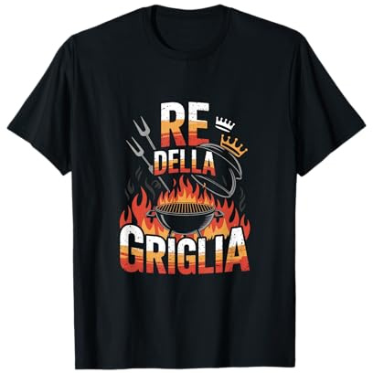 Re della griglia design divertente carne barbecue Maglietta