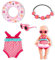 4-Teiliges Puppen-Schwimmset, Sommer-Puppenzubehör mit Badeanzug, Schwimmring, Haarband, Sonnenbrille – für 35-45 cm Schwimmpuppen (Rosa-A)