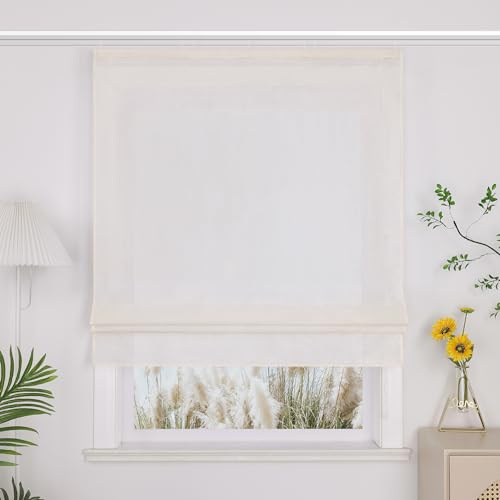 Yujiao Mao Halbtransparentes Raffrollo mit Klettband Modernes Unifarben-Fensterrollo aus hochwertigem Stoff Blickdichter Sichtschutz für Wohn- und Schlafzimmer 1 Stück，beige BxH 100x140cm