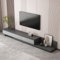 Sleek Minimalist TV Stand for 130 TVs Telescopic 200-330cm Media Console Charcoal Grey Base & Slate Grey Drawers 3 Deep Storage & Cable Management Heavy Duty Plywood Living Room Furniture
