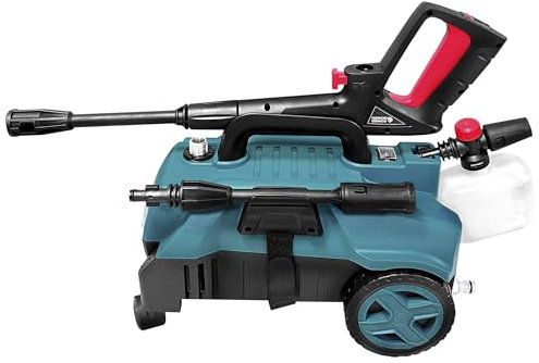 Könner & Söhnen KS PW130H - Rondella ad alta pressione, 1600 W, pressione di esercizio 90-130 bar, tubo ad alta pressione, 7 m, sistema Total Stop e protezione da surriscaldamento, pulitore per