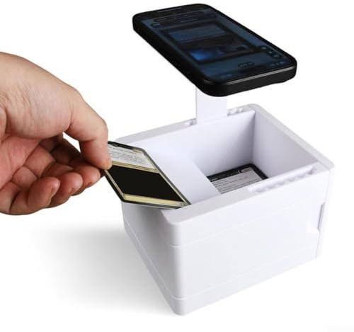 Karten-Scanner-Ständer, für Sammelkarten-Sammlung, Desktop-Organizer, kompaktes Design, weiß, 18,2 x 9 x 18,2 cm