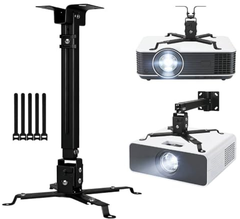 Vphom Projector Mount Ceiling/Wall - Universal 3-in-1 Bracket with Extension Pole& Cable Ties