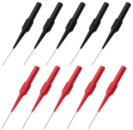 10 Stück Messspitzen für Multimeter, Testsonde Multimeter, Multimeters Test Probes, 0.7 mm Piercing Nadel Sonde für Messung Elektrisch Industrie, Rot, Schwarz