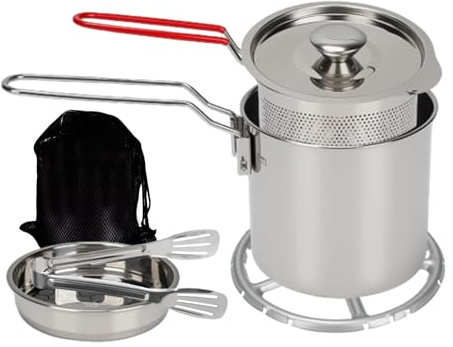 Mini Friggitrice - Pentola Da Bancone In Acciaio 7 Pezzi | Mini Friggitrice 1,2 L Con Cestino, Friggitrici Sul Fornello, Friggitrici Da Banco Cucina Casa Campeggio Picnic Feste Cottura