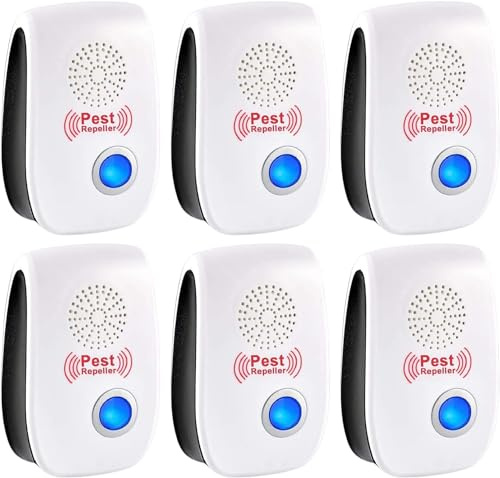 Répulsif Ultrason Anti-Rongeurs Insectes, 6 pcs Ultrason Anti Moustique Ultrason Souris et Rats, Intérieur Répulsif Électronique Insectes pour Souris, Rats Fourmis Araignées Moustiques