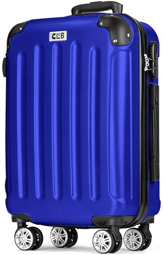 POSH Koffer Groß aus ABS - 100L Innenvolumen - Leichter 3,7kg Hartschalenkoffer 75x50x30 cm - Reisekoffer mit Zahlenschloss - 360° Leichtlauf Rollen - Für Reisen von 10–14 Tagen Blau