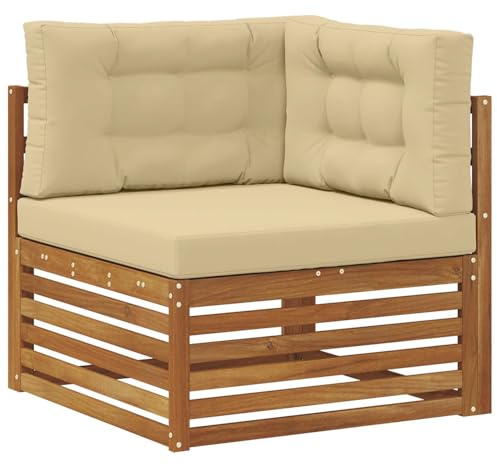 vidaXL Outdoor Ecksofa Massivholz Akazie Natur, Balkonmöbel, modernes Gartenmöbel, elegant im Freien, wetterfest, leicht zu reinigen, Flexibles Design