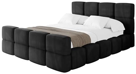 ALTDECOR Polsterbett mit Bettkasten und Lattenrost, Bett mit Matratze H3/H4, Kopfteil, Boxbett, Doppelbett mit Stauraum - NATA-Z 120x200 Schwarz