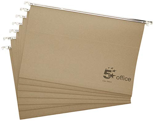 5 Star Office Suspension File Manilla Heavyweight with Tabs and Inserts Foolscap Khaki(Green) [Pack 50]