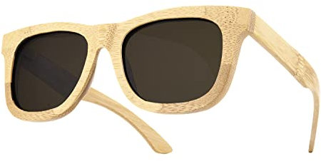 morefaz Bambusholz (Damen Heren) Retro Vinatge Holz Sonnenbrille Brille Sunglasses UV400 Protection (Light Bambus)