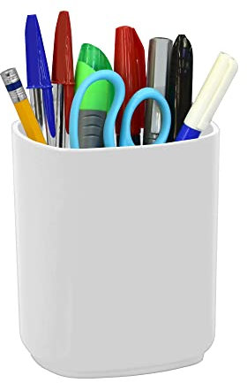 Acrimet Jumbo Pencil Holder, Pen Cup, Caddy Super-Sized Desktop Organizer for Students, Artists and Professionals (Plastic) (White Color)