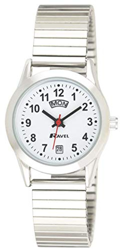 Ravel - Unisex-Uhr mit Tages- und Datumskalender - Analoges Quarzwerk - R0706.20.1EX - Edelstahl-Expander