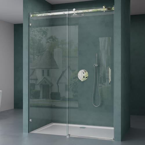 Mai & Mai Duschtür Nischentür dusche Duschabtrennung Duschkabine Schiebetür 8mm ESG in Klarglas mit NANO 4-Punktbefestigung BxH: 135x195cm Teramo04-2