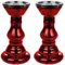 2er Set Hochwertiger Kerzenständer in rot aus Glas für Stabkerzen und Stumpenkerzen Deko Tischdeko - 21 x 11,5 x 11,5 cm