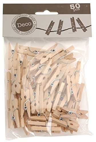 50x Mini Holzklammer - 2,5cm - Holz Wäsche Klammer Natur Deko Zierklammer Clip