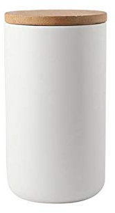 Popowbe Boîte à café en céramique hermétique avec couvercle en bambou scellé pour boîte à café ou thé Blanc 1000 ml
