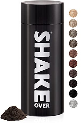 SHAKE OVER Veganes Streuhaar zur Haarverdichtung, mit Zink angereicherte Fasern, hochwertiges Schütthaar, Made in Europe (30 g, MEDIUM BROWN)