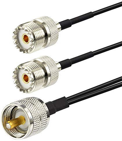 Superbat PL-259 Splitter Cable Pl259 to Dual SO239 Low Loss Splitter Cable (12 Inch RG174) for HAM Radio CB Radio Antenna Analyzer Dummy Load SWR Meter