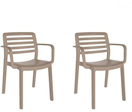 GARBAR Wind Set 2 Silla con Brazos Interior, Exterior | jardín, terraza, balcón, Salon, Cocina, Comedor | diseño, Ligero, apilable | Arena