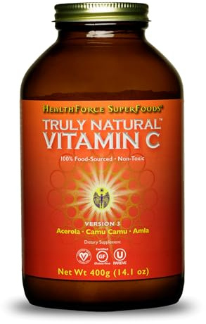 HEALTHFORCE SUPERFOODS Truly Natural Vitamin C - Immune Support Supplement with Camu Camu Berry - Vitamin C Supplement for Immune Health - Vegan, Non-GMO - 400 Grams, 67 Servings
