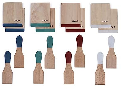Livoo - Set d'accessoires pour raclette MEN391 - bois d'hévéa - 8 spatules, 8 planchettes