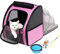 Katzenrucksack Hunderucksack, Erweiterbarer Haustier Rucksack für Kleine Hunde Katzen, von der Fluggesellschaft Zugelassen, Belüftetes Design für Reisen, Wandern & Draussen (Rosa)