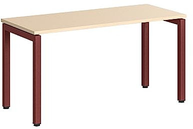 Steelcase Ottima Portico Homeoffice-Schreibtisch in fixer Höhe, Melamin-Tischplatte in der Ausführung Klare Eiche und Gestell in der Farbe Merlot, einfache Montage (140 x 60 cm)