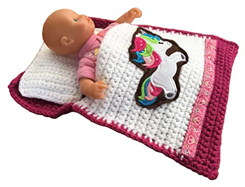 Puppenbettchen - Schlafsack für Puppen ca. 20 cm Einhorn