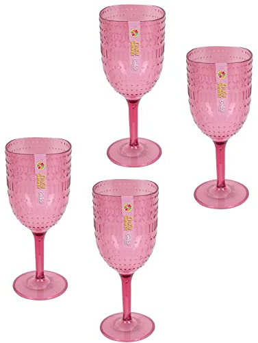 RSW Aztec Design Plastic 375ml Wine Goblet Glass (Set of 4)
