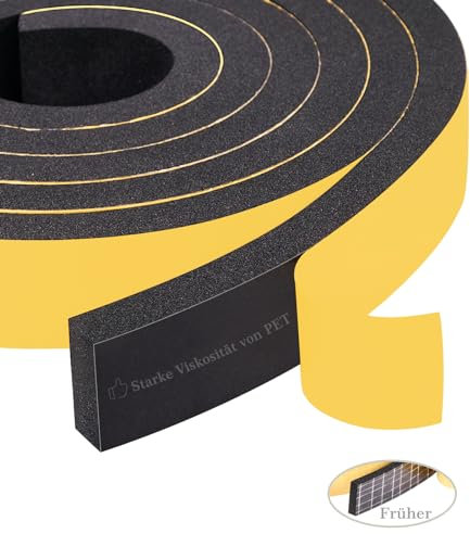 Yotache Dichtungsband Selbstklebend 25 mm(B) x 10 mm(D) Türdichtung Selbstklebend Wärmedämmung, Schalldämmung, Stoßfestigkeit, Schwarz (2 Rollen je 2m lang)