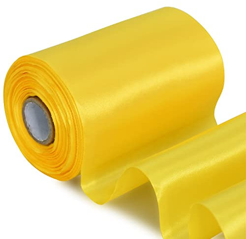 TONIFUL 10cm x 20M Zitronengelb band breit geschenkband große schleife satinband für auto Bogen Große Eröffnungszeremonie Schleifen Partydekoration Stuhl Hochzeit Der Valentinstag Weihnachten