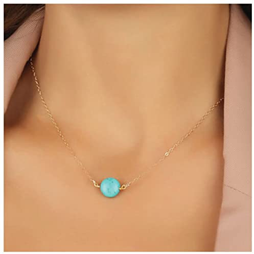 Cimenexe Bohème Türkis Halskette Blau Türkis Anhänger Halskette Türkis Perlen Halskette Blau Naturstein Halskette Kettenschmuck Für Frauen Und Mädchen