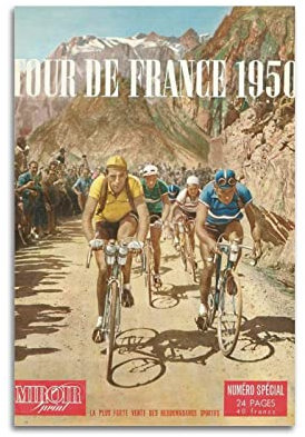LIOONS Vintage-Poster, Tour de France, dekoratives Gemälde, Leinwand, Wandposter und Kunstbild, modernes Familien-Schlafzimmer, 60 x 90 cm