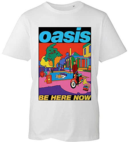 Oasis T Shirt Be Here Now Illustration Band Logo Nue offiziell Unisex Weiß M