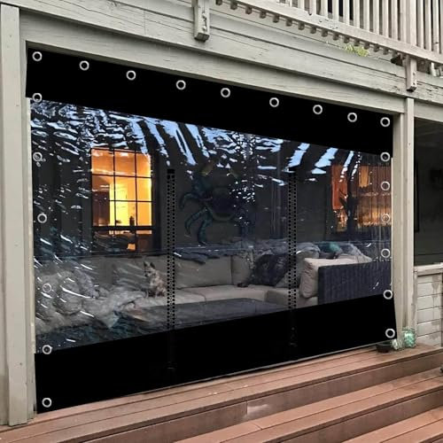 Outdoorvorhänge Mit Reißverschluss,Transparente Wasserdichte Plane Seitenteil,Durchsichtige Planenvorhänge Mit Ösen,Pvc Regenvorhänge,Für Garten Pergola Patio Gazebo Porch,W×H-2×1.2m(6.6*3.9ft)