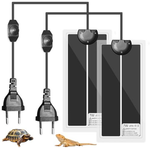 Udbrud 2PCS Tapis Chauffant Reptile, 7W Tapis Température Adjustable Chauffage Chauffant Tapis Chauffant Terrarium pour Reptiles, Tortue, Serpents, Lézard, Gecko, Araignée, 28x15CM