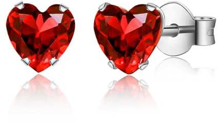 CERSLIMO Silver Cubic Zirconia Stud Earrings for Women Girls - 5mm Titanium Steel Hypoallergenic Small Heart Cartilage Tragus Sleeper