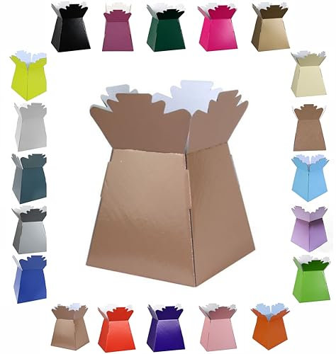 Glossy Vibrant Bouquet, Flower Box/Vase - Transportation Display, Presentation Boxes (1, Rose Gold)