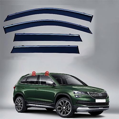 BICUP Windabweiser für Skoda KAROQ MK1-NU7 2018 2019 2020 2021 2022 2023, Windabweiser Regenabweiser, Auto Seitenfenster Visier Abweiser Auto Zubehör, 4 Stück